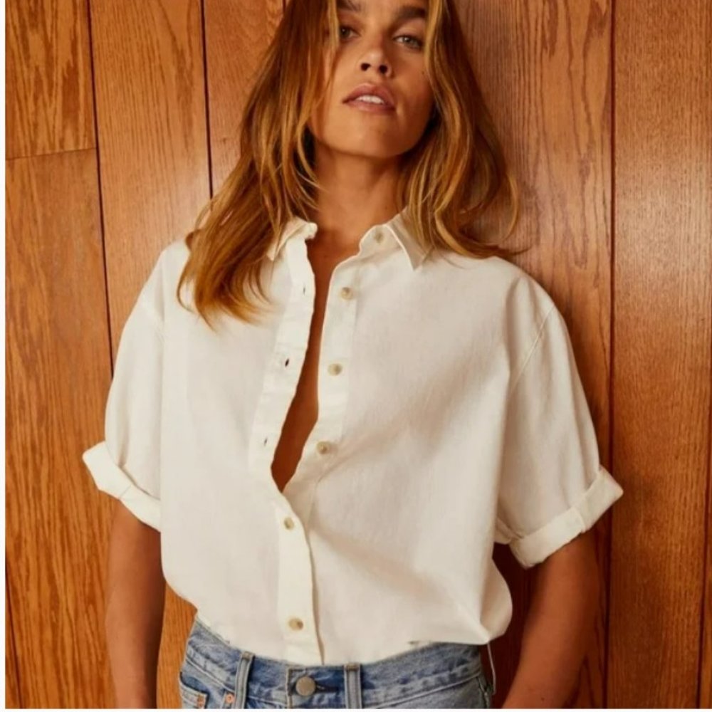 Aritzia Denim Forum The Jane Shirt inTan L
